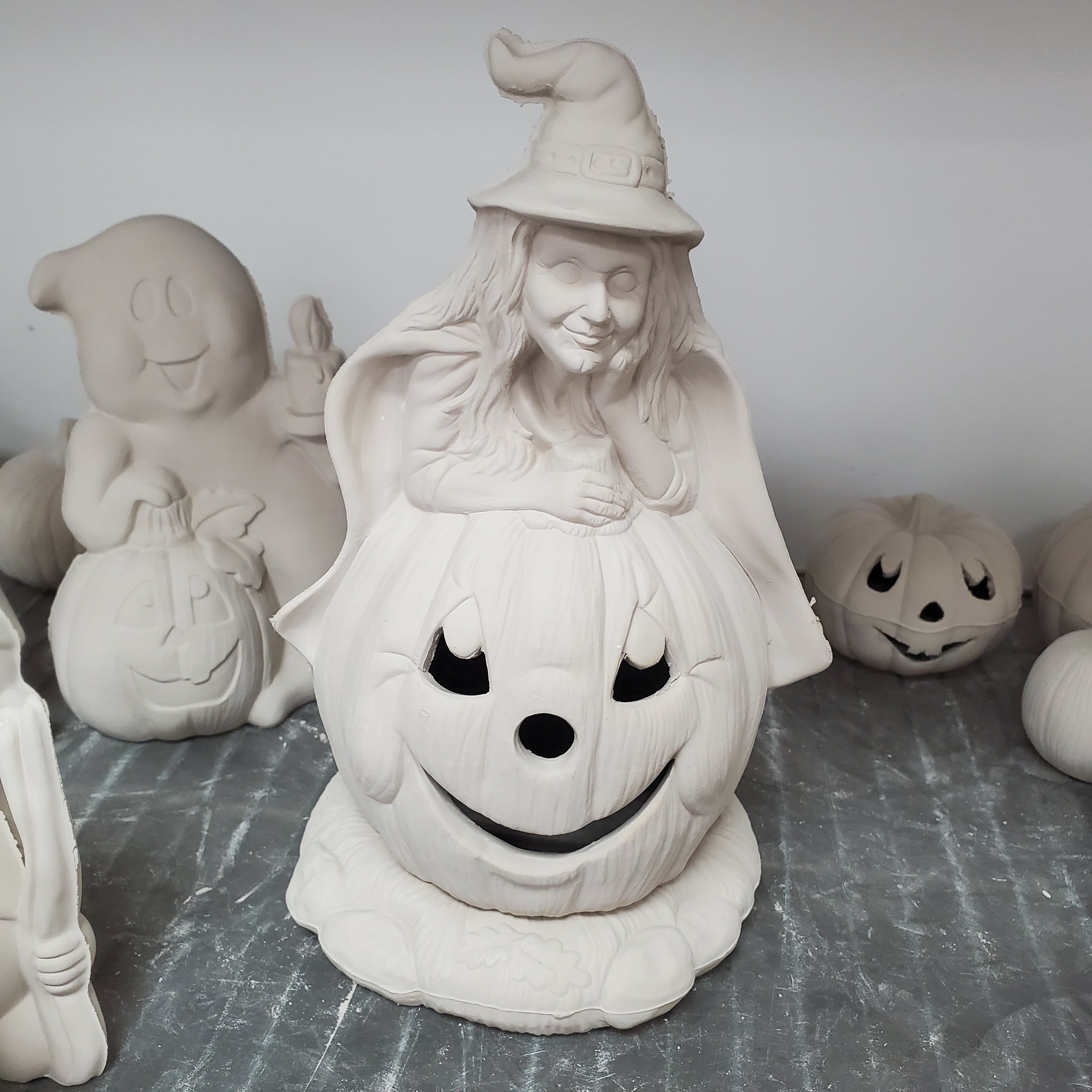 Witch Wanda, Zelda Witch on pumpkin D564 A Little Hobby Ceramics