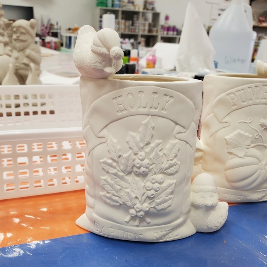 Seed Packet Holly with Snow Birds D1573 A Little Hobby Ceramics